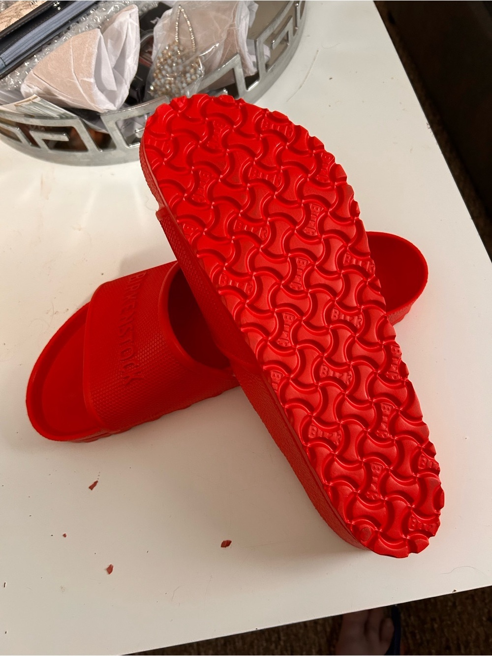 Birkenstock Barbados Red EVA Slide Sandal Sz 45/12-12.5 nwot - Picture 8 of 8
